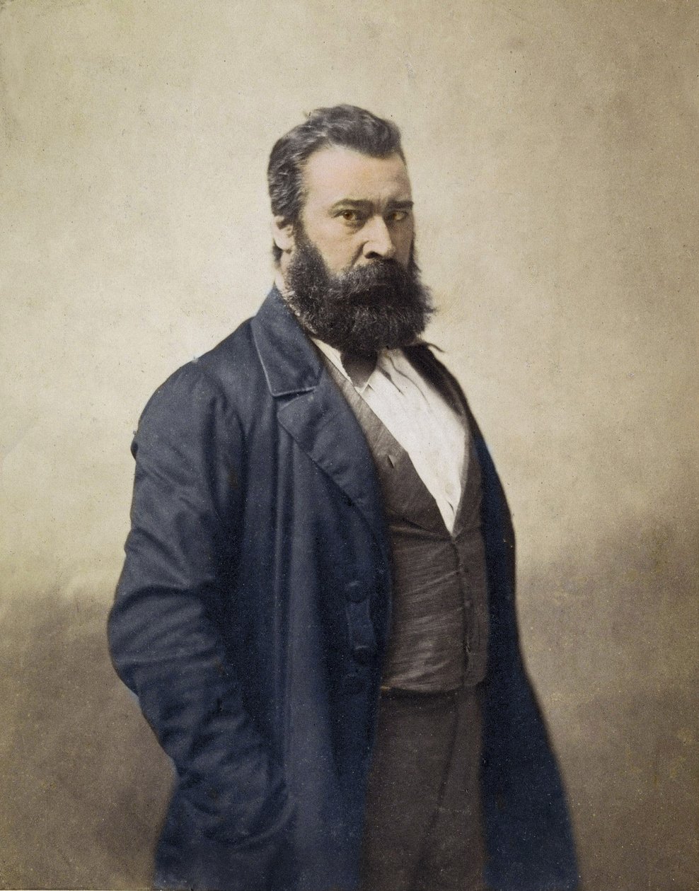 Jean Francois Millet (1814-1875) fransk maler ca. 1870-foto av Nadar - Digital fargelegging - Portrait de Jean-Francois (Jean Francois) Millet (1814-1875), maler, gravør. Foto av Nadar. 1800-tallet av Nadar