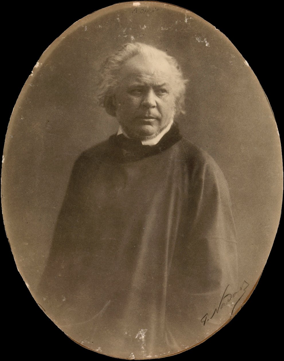 Portrett av maleren Honorè Daumier (s/hvitt foto) av Nadar