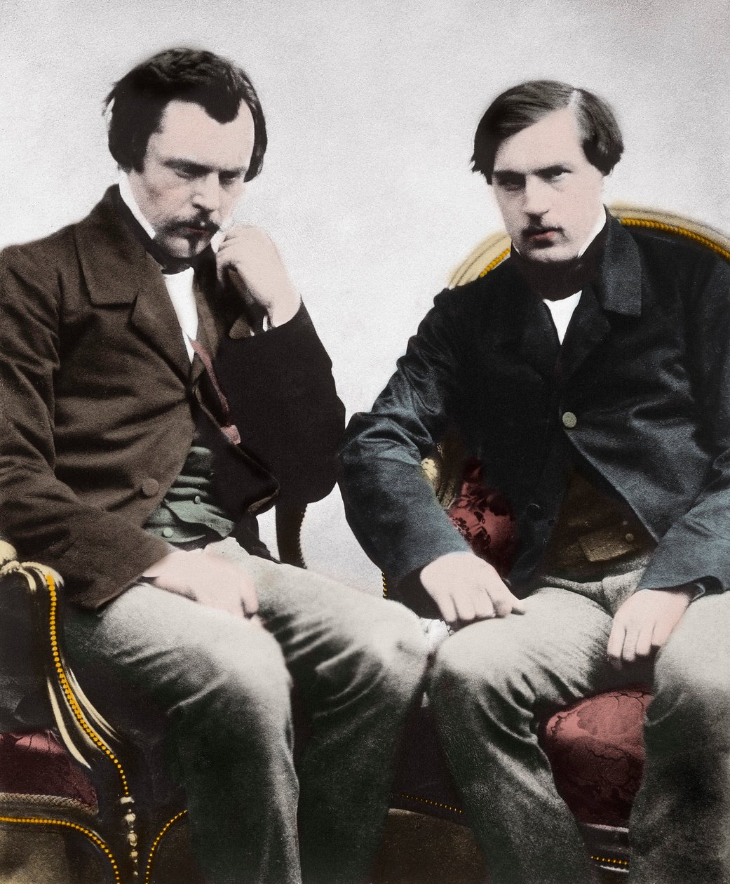 Brødrene Edmond (1822-1896) og Jules (1830-1870) av Goncourt, franske forfattere, av Nadar - Les freres Edmond de Goncourt (1822-1896) og Jules de Goncourt (1830-1870) litteraturkritikere og franske forfattere, foto av Gaspard Felix Tournachon aka Felix Na av Nadar