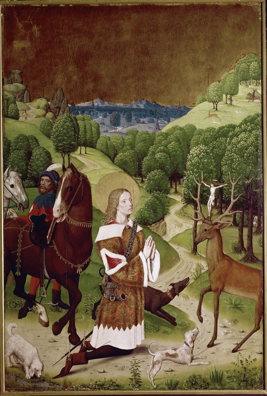 St Hubert-konvertering (olje på panel av (active c.1463 c.1490) Master of Wilten