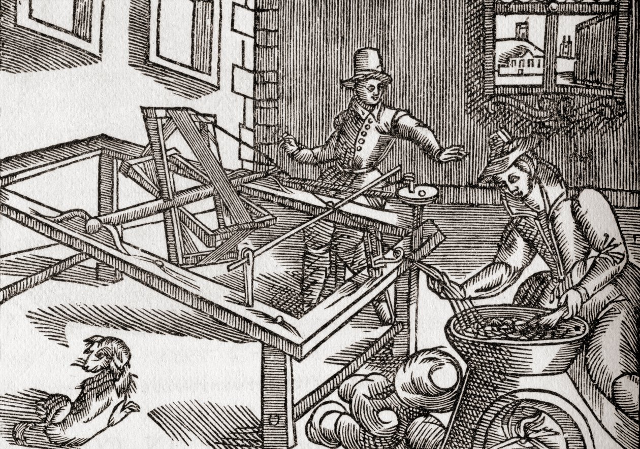 Silkevikling, faksimile av et bilde i Edward Williams "Virginia Truly Valued", 1650, fra 'The Century Illustrated Monthly Magazine', utgitt 1884 (litho) av (after) American School