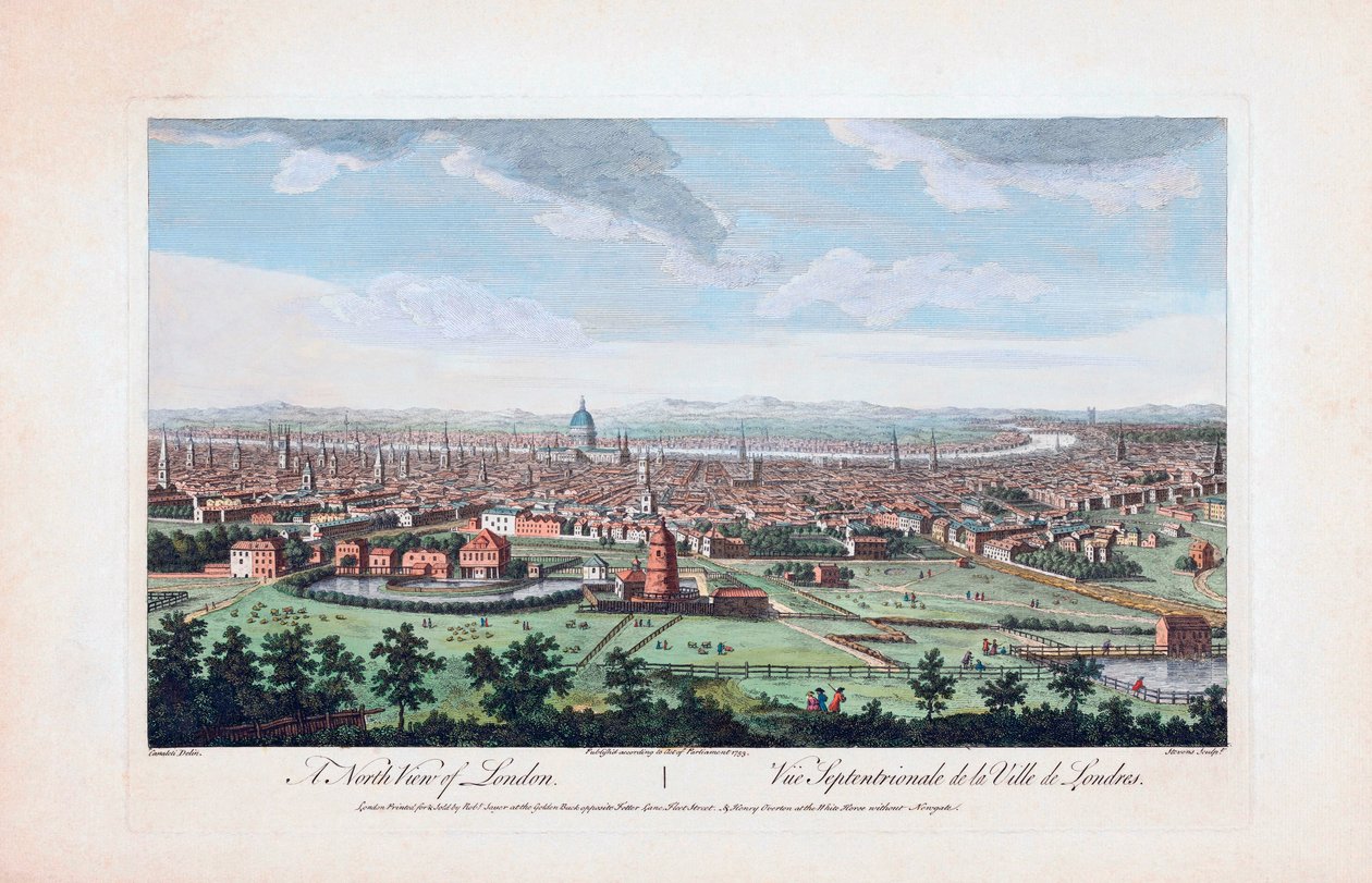 En nordlig utsikt over London på 1700-tallet av (after) Canaleti