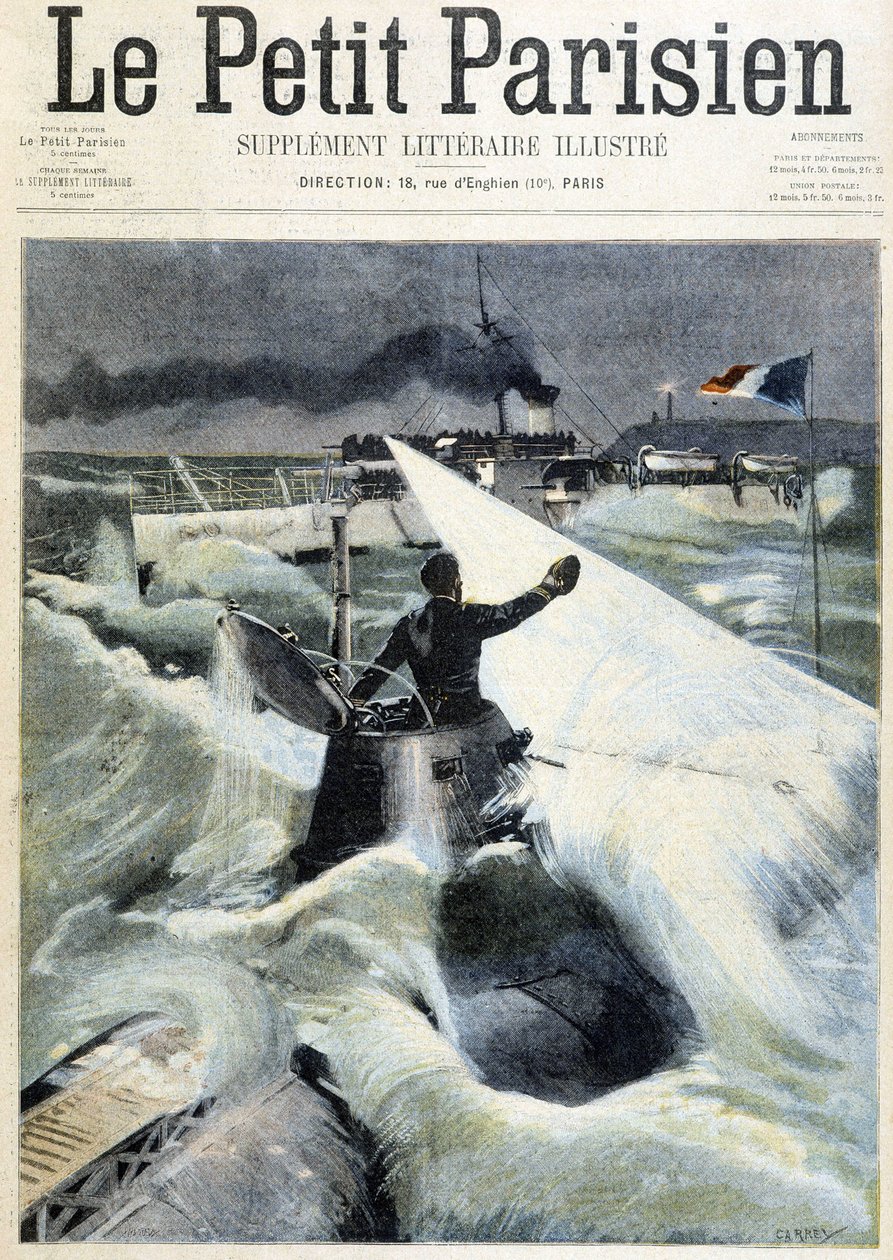 Opplevelse av ubåten "" Le Morse"" - i "" Le Petit Parisien"" fra 11.08.1901 av (after) Carrey