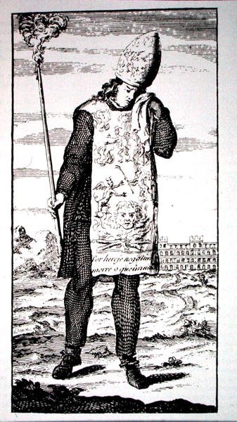 A Sorcerer Condemned to Death by the Inquisition, kopi av en illustrasjon fra 