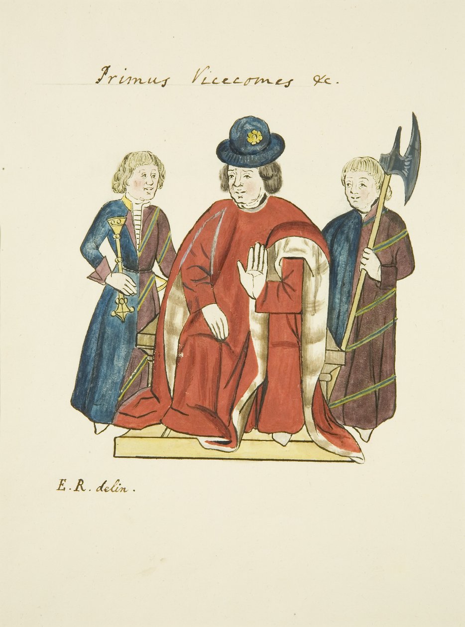 Kopier av illustrasjoner fra Ricart's Calendar (blyant og akvarell på papir) av (after) English School