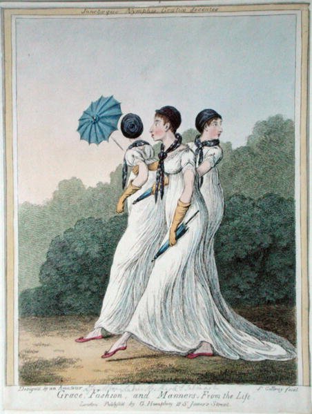 Grace, Fashion and Manners from Life, etset av James Gillray (1757-1815) utgitt av G. Humphrey (håndfarget etsning) av (after) English School