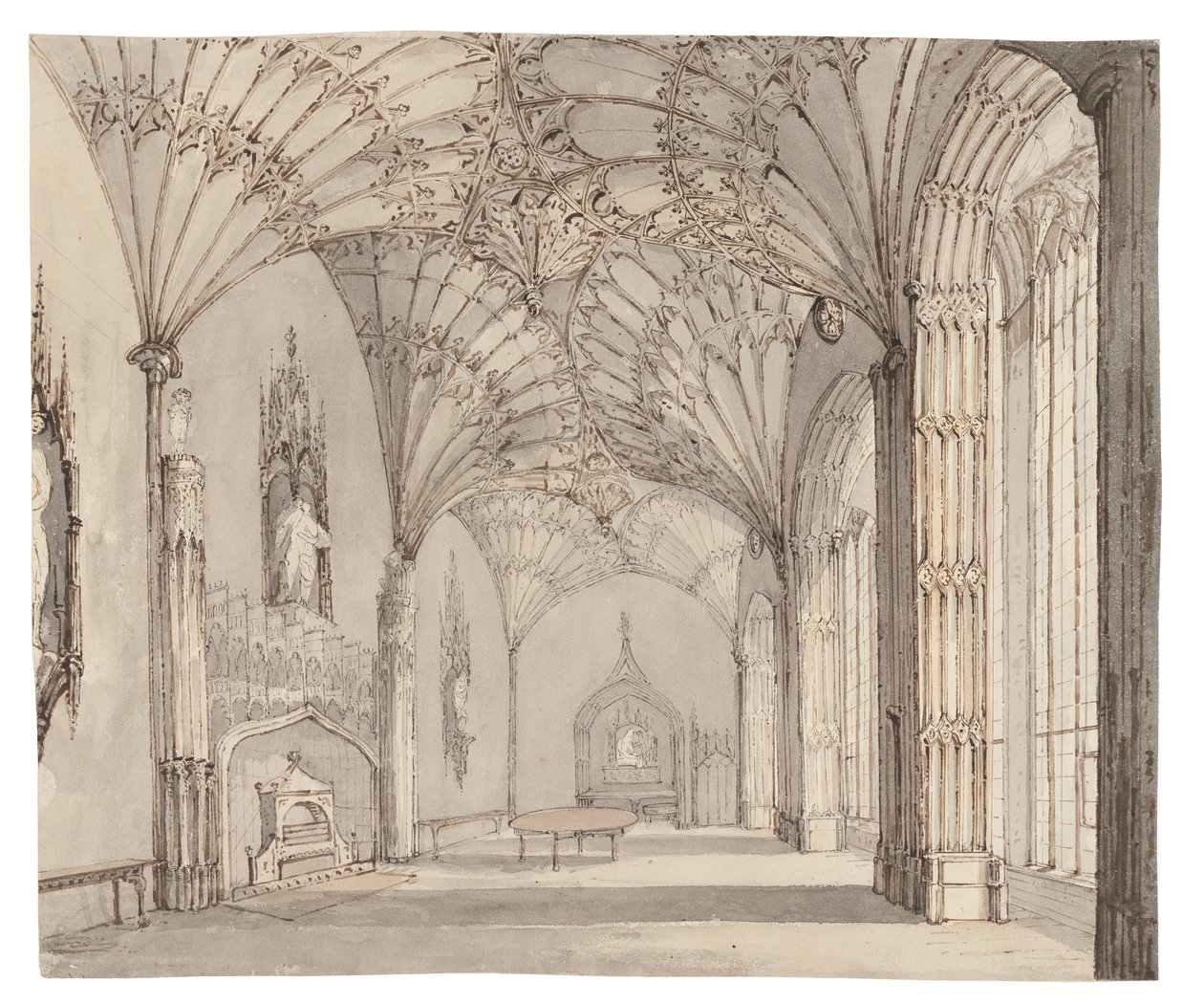 Spisestuen i Arbury Hall, Nuneaton, Warwickshire, ca. 1810 av (after) English School