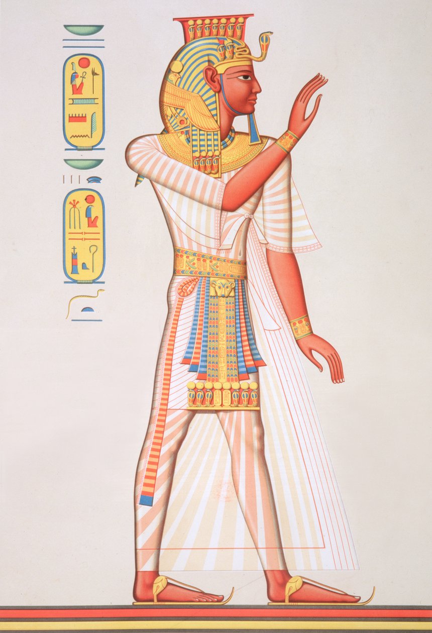 7746.c.1. & f.8 Portrett av Ramesses III (ca. 1184-1153 f.Kr.) fra 'Histoire de l'Art Egyptien d'apres les Monuments', Paris av (after) French School