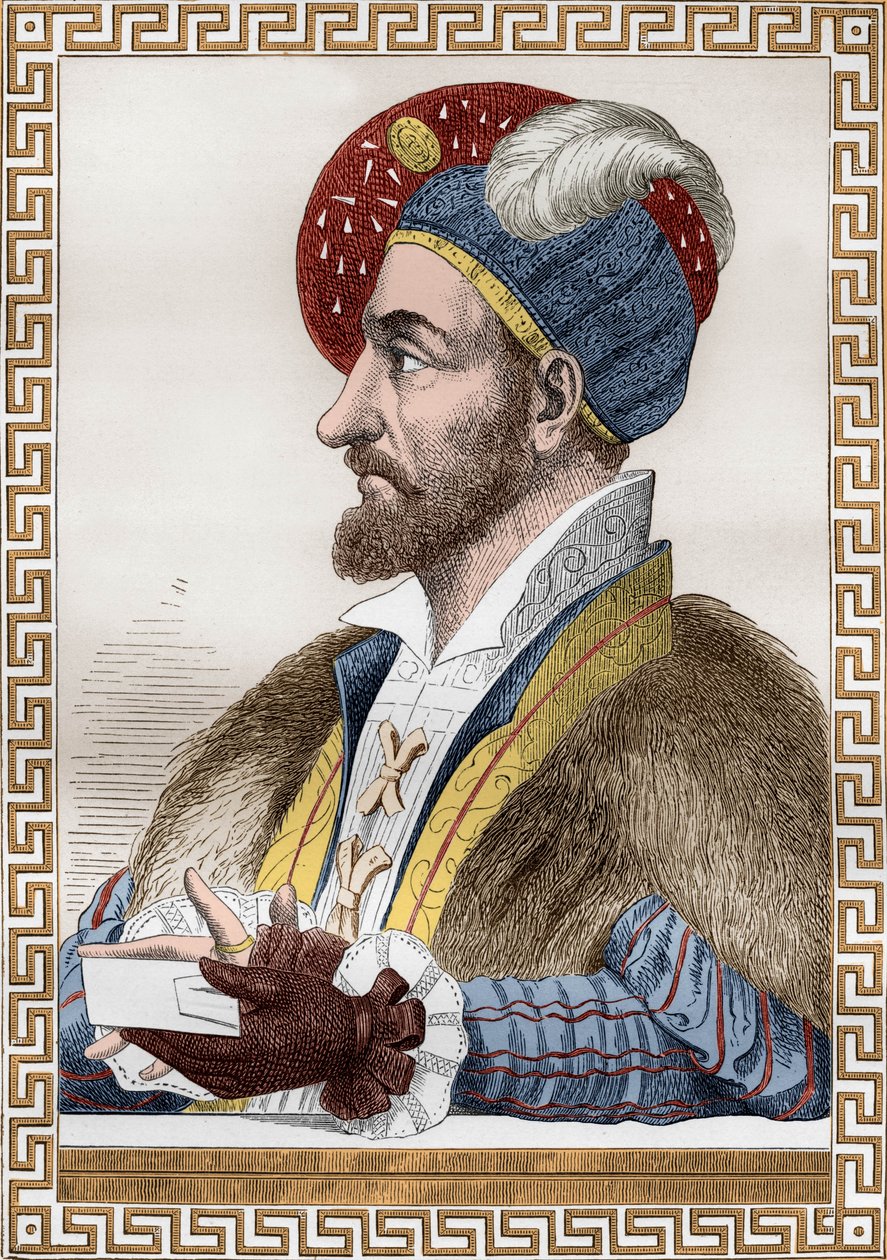 Charles III hertug av Bourbon, kjent som Connetable of Bourbon (1490-1527) connetable av Frankrike i 1515-1521, han gikk deretter inn i tjenesten til Charles Quint, gravering etter Gaignieres fra boken "Francois1er" av De Lescure av (after) French School