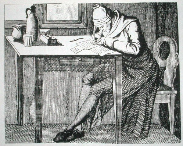 Gaspard Lavater (1741-1801) i sin studie, kopi av en illustrasjon fra hans 