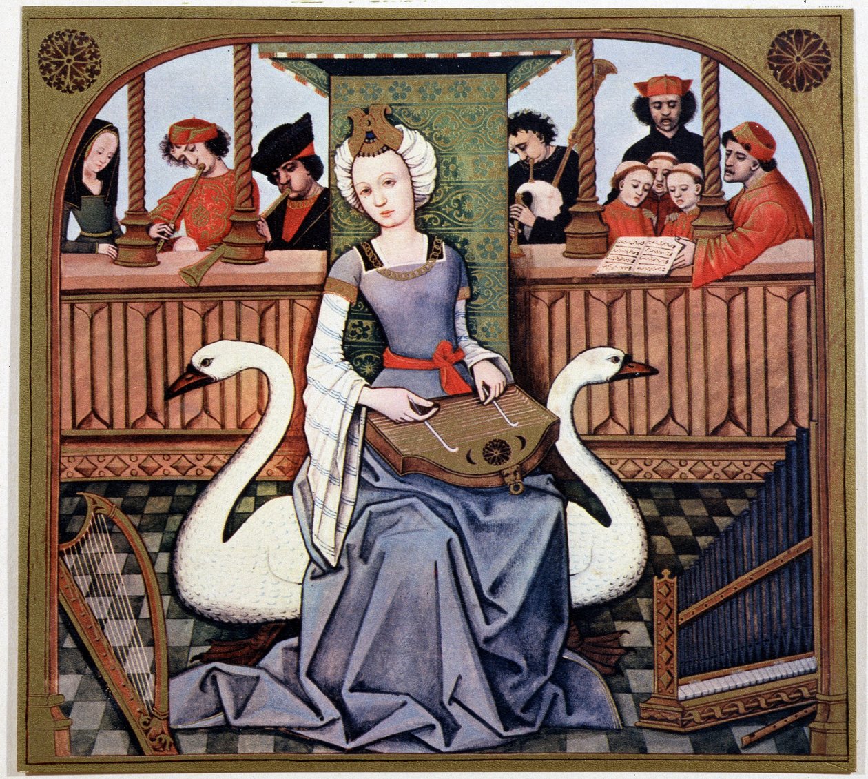Leda og svanen - fra en 1400-tallsbelysning av (after) French School