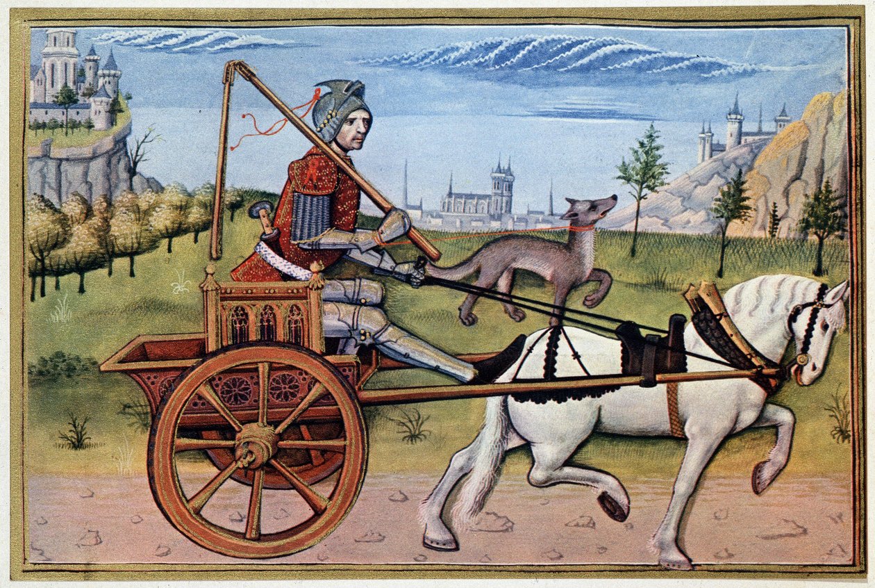 Mars på en tank - basert på en belysning fra 1400-tallet av (after) French School