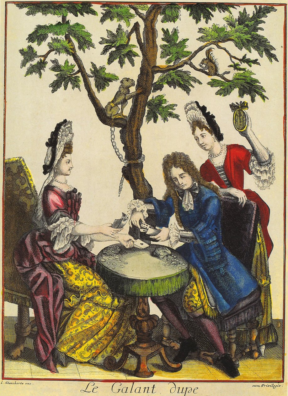 The Gallant Dupe, gravert av Theodorus Danckerts (1663-1727) av (after) French School