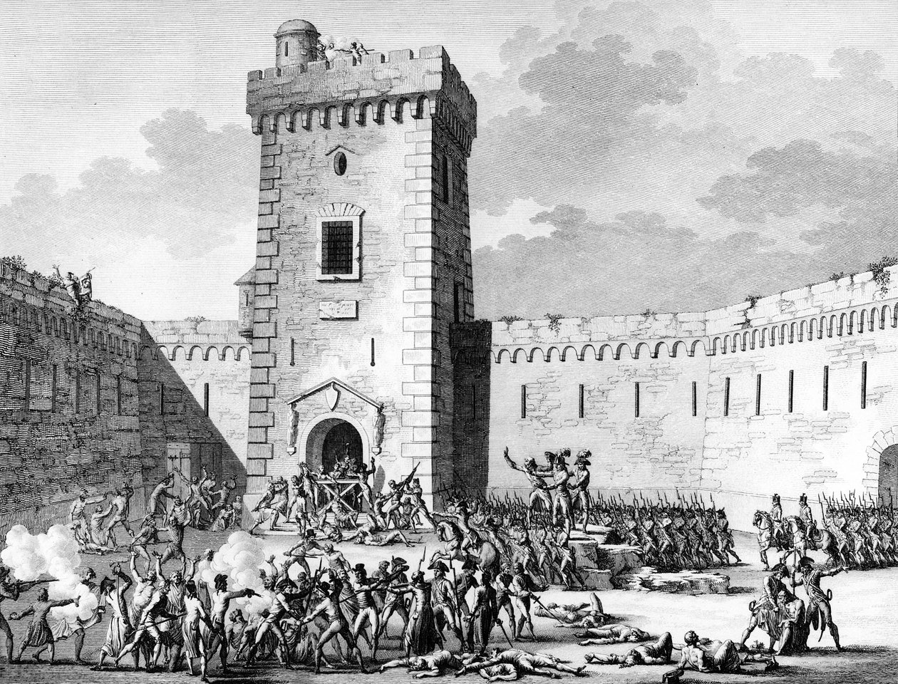 Fransk revolusjon og antirevolusjonære bevegelser: Jakobinerne stopper i Marseille og Aubagne innelåst i Fort Saint John i Marseille og massakrer av royalister den 17. Prairial An III (5. juni av (after) Girardet