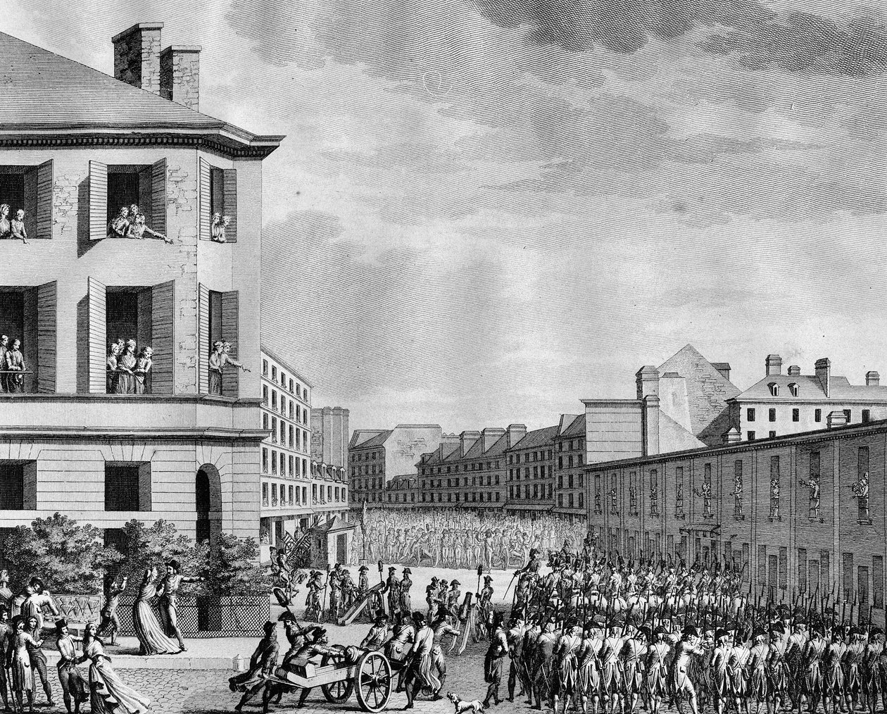 Fransk revolusjon og antirevolusjonære bevegelser: Avvæpning av faubourg Saint Anthony på den 4. Prairial An III (23. mai av (after) Girardet