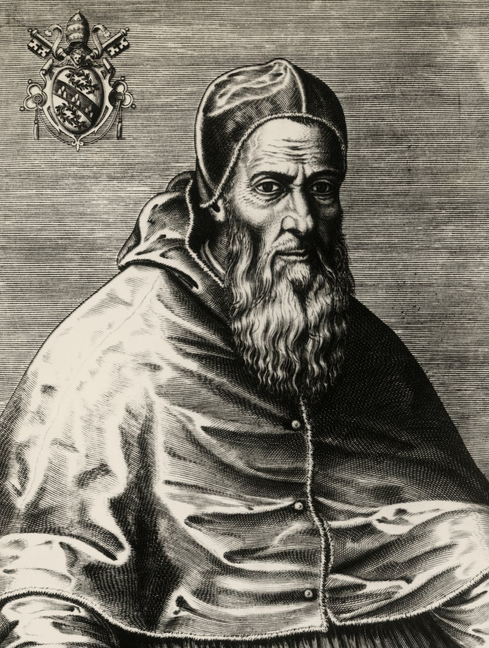 Portrett av Julius III, født Giovanni Maria Ciocchi del Monte (Monte San Savino av (after) Italian School