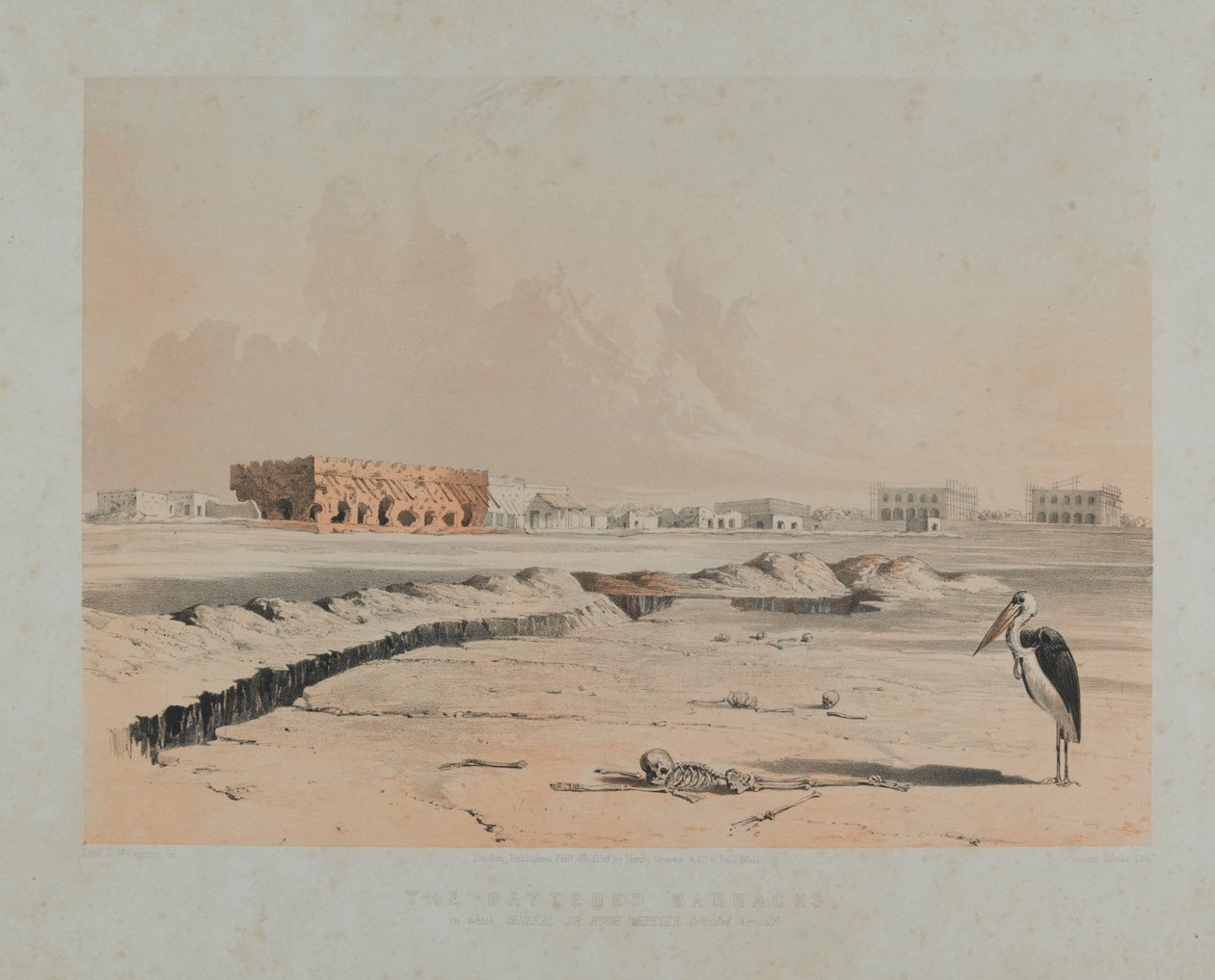 De ramponerte brakkene, Cawnpore 1857 (lito) av (after) Persian School