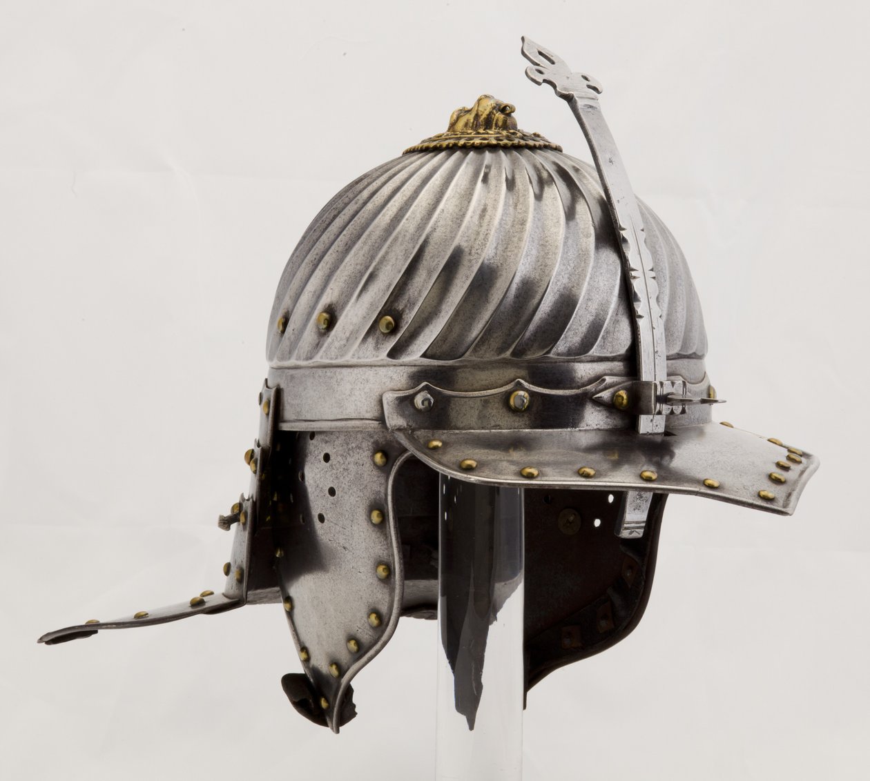 Zischägge, ca. 1620-25 (stål, jern, messing og lær) av (attr.to) German School