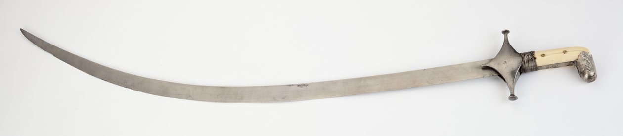 Shamshir, sabel (wootz stål, jern, elfenben, sølv, messing og lim) av (attr.to) Persian School