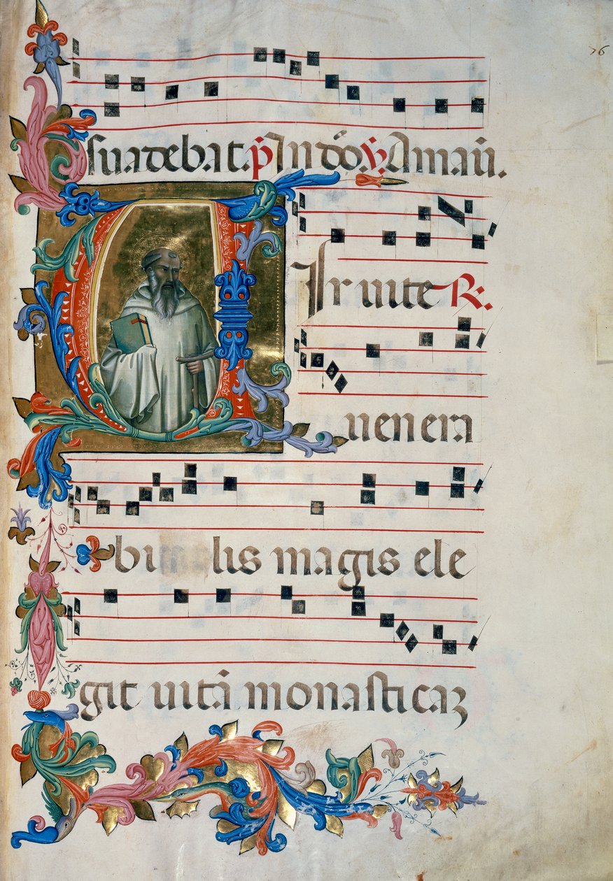 Opplyst initial med figuren San Romualdo (Corale 8, ca. 76), for korbok 8 av Santa Maria degli Angeli av (c.1370 1425) Lorenzo Monaco