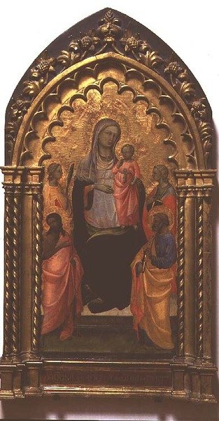 Madonna og barn med hellige (tempera på panel) av (c.1370 1425) Lorenzo Monaco
