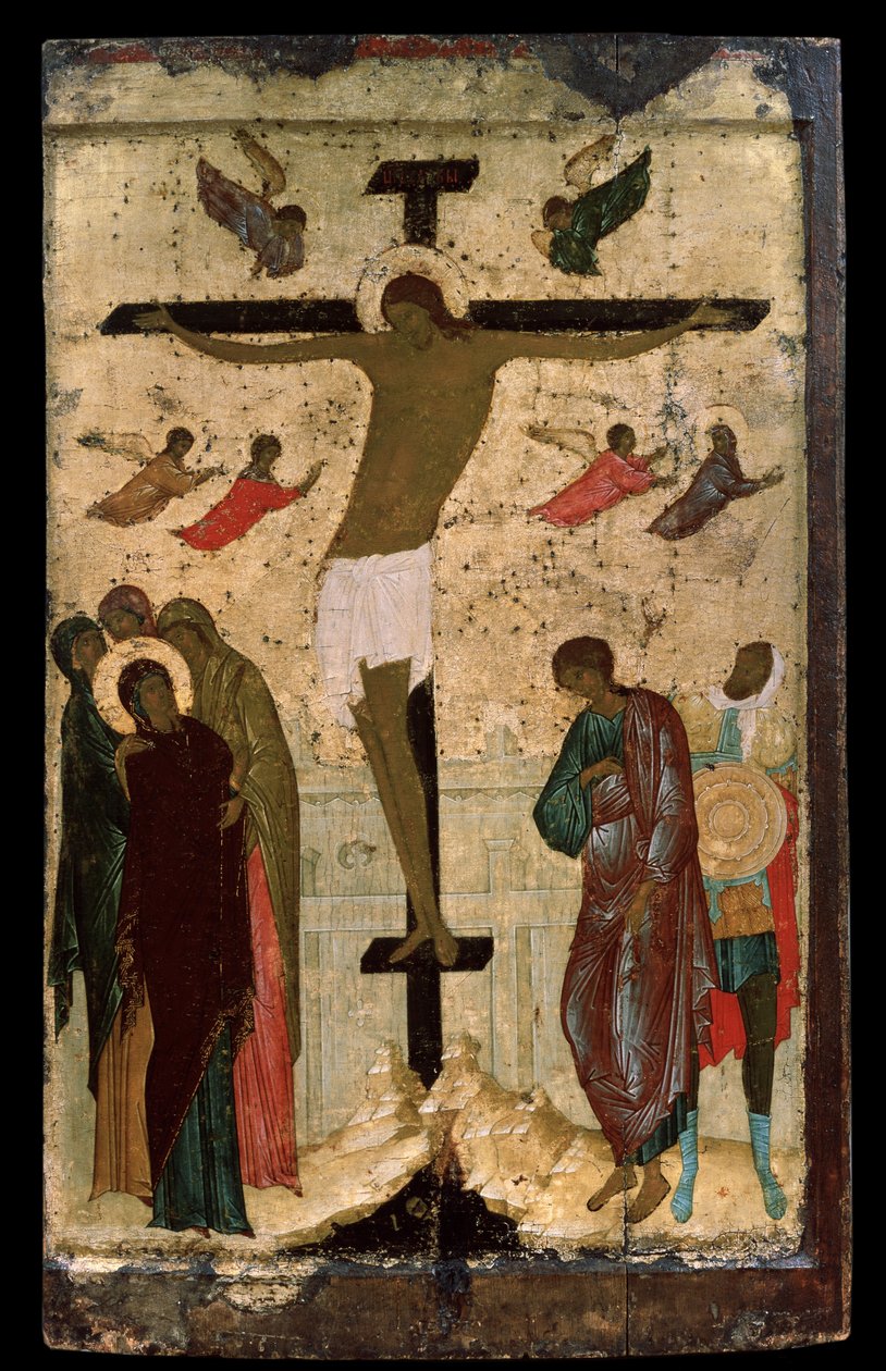 ""Korsfestelsen"" Russisk ikon. Maleri på tre av Dionysius (Dionisy eller Dionisius den vise) (ca.1450-c.1508) 1500 State Tretyakov Gallery, Moskva av (c.1440 1502) Dionisius the Wise