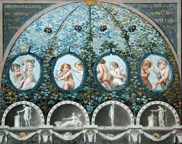 Design for a Ceiling Fresco, publisert ca. 1780 (gouache, blekk og akvarell på etset bunn) (se også 192025 av (c.1489 1534) (after) Correggio