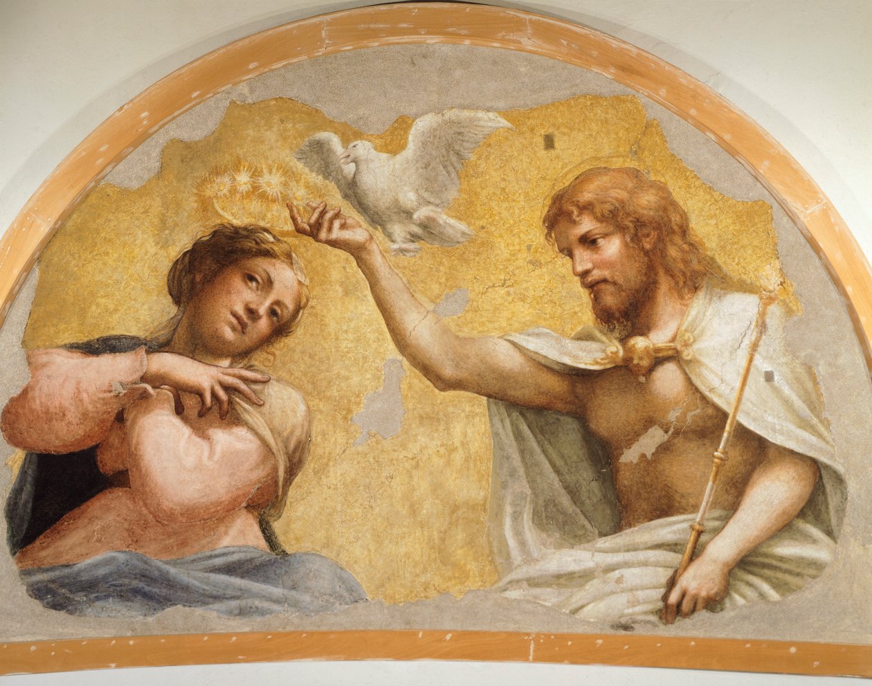 Coronation of Virgin av Antonio Allegri, kjent som Correggio (1489-cirka 1534), freskomaleri, 212x324 cm, ca 1521 av (c.1489 1534) Correggio