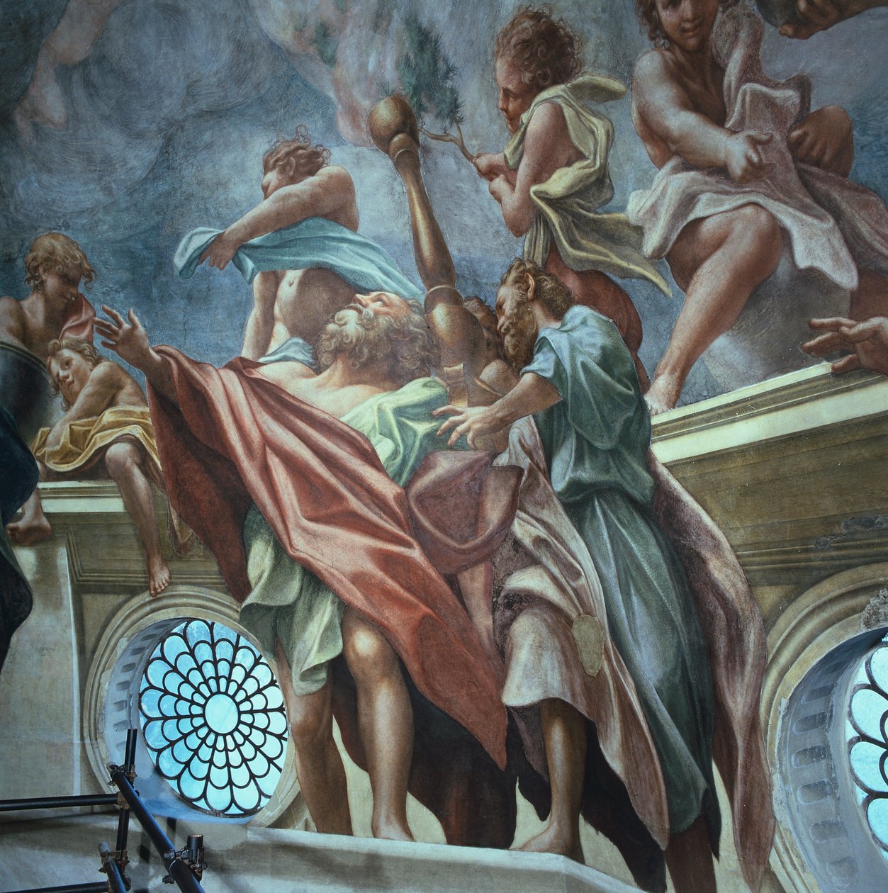 Apostler og ungdom, av Antonio Allegri Da Correggio (1489-1534), freskomaleri, Dome of Parma Cathedral, Italia av (c.1489 1534) Correggio