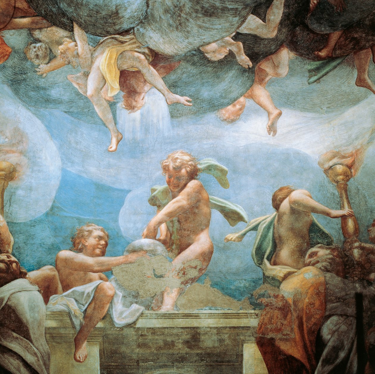 Ephebes på balkongen, detalj fra Assumption of Virgin av (c.1489 1534) Correggio