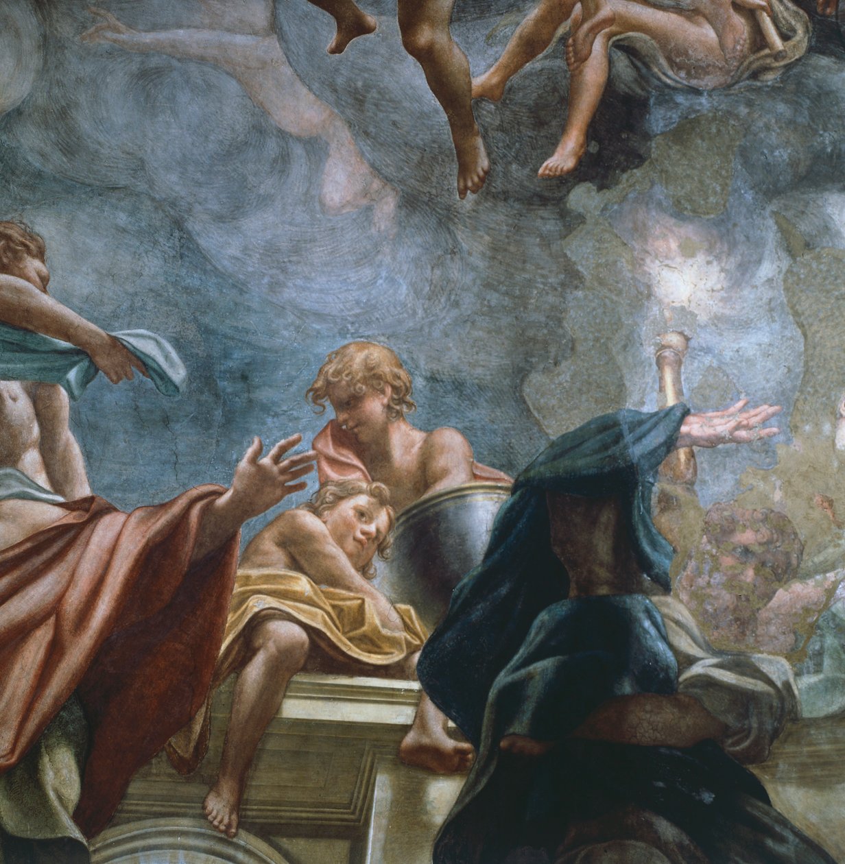 Figur av apostel, detalj av fresker av kuppelen til Parma-katedralen, av Antonio Allegri Da Correggio (1489-1534) av (c.1489 1534) Correggio