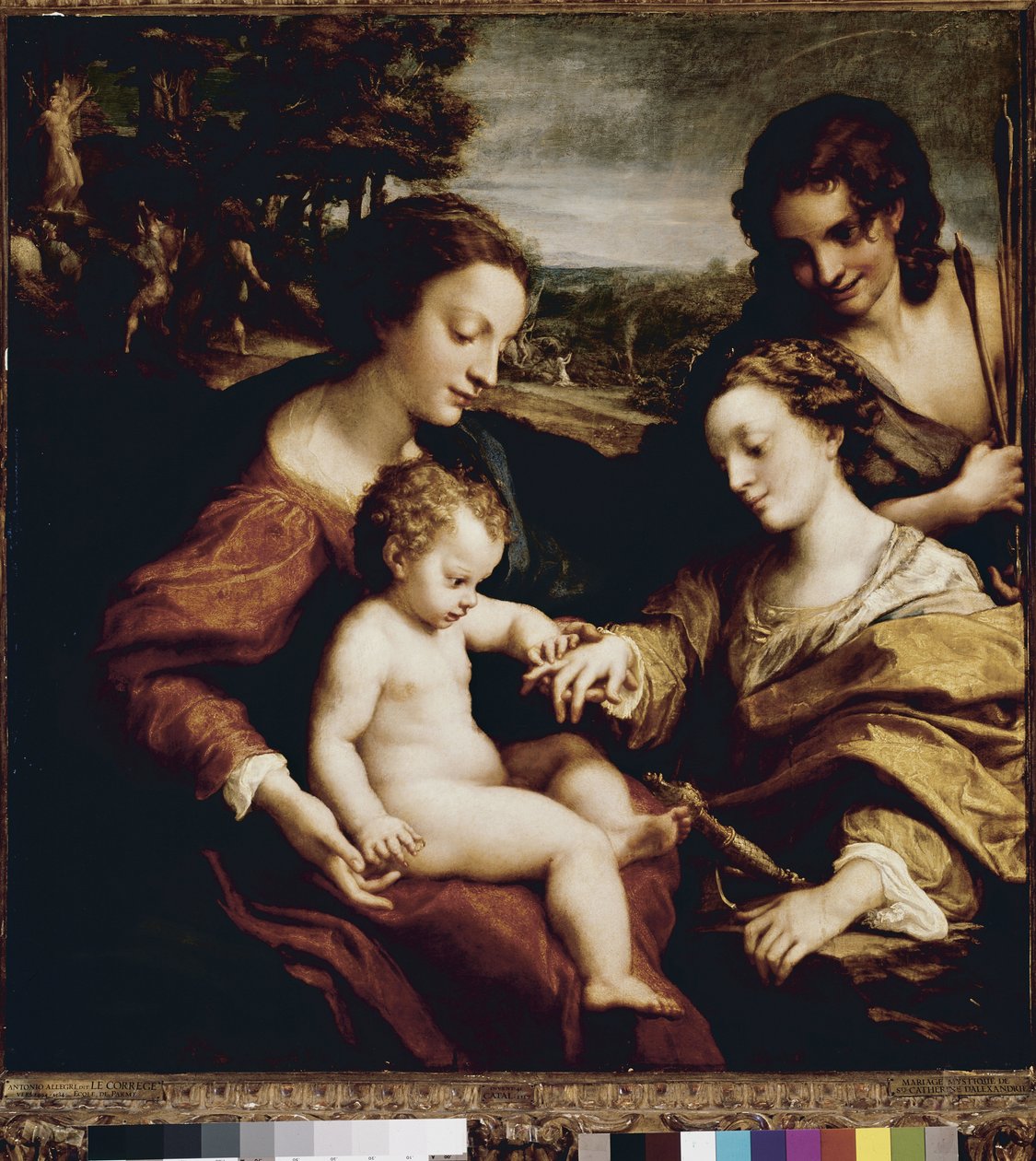 The Mystic Marriage of Saint Catherine (olje på panel av (c.1489 1534) Correggio