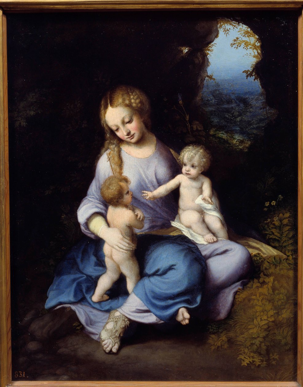 The Virgin, Jesus and Saint John Child-maleri av Antonio Allegri (kjent som Correggio eller Correge 1489-1534) Madrid fra 1500-tallet, Prado-museet av (c.1489 1534) Correggio