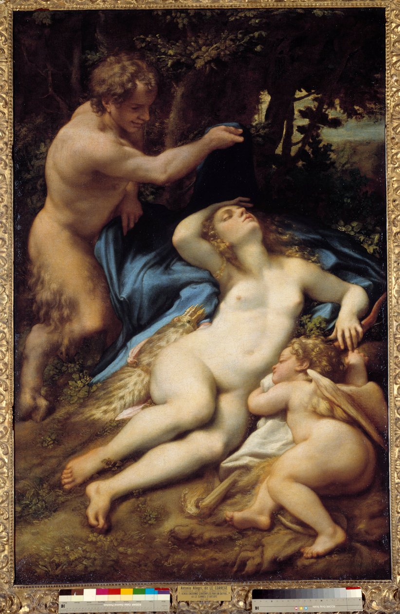 Venus, Satyr og Amor Maleri av Antonio Allegri (hans Correggio eller Le Correge 1489-1534) 1525 Søn. 1,88x1,25 m av (c.1489 1534) Correggio
