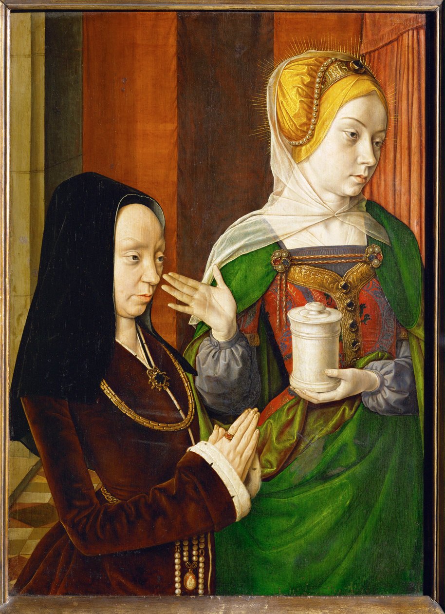 Madeleine av Burgund, Frue av Laage, gitt av den hellige Magdalena … av (fl.c.1483-c.1529) Master of Moulins