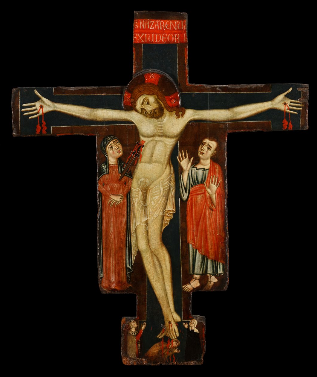 Krusifiks, sent på 1200-tallet (tempera på panel) av (studio) Master of the Magdalene Altarpiece