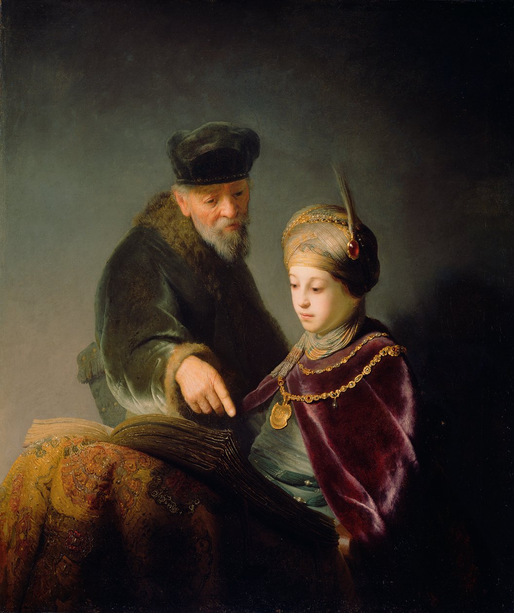 En ung lærd og hans lærer, ca. 1629-30 (olje på lerret) av studio of Rembrandt Harmensz. van Rijn