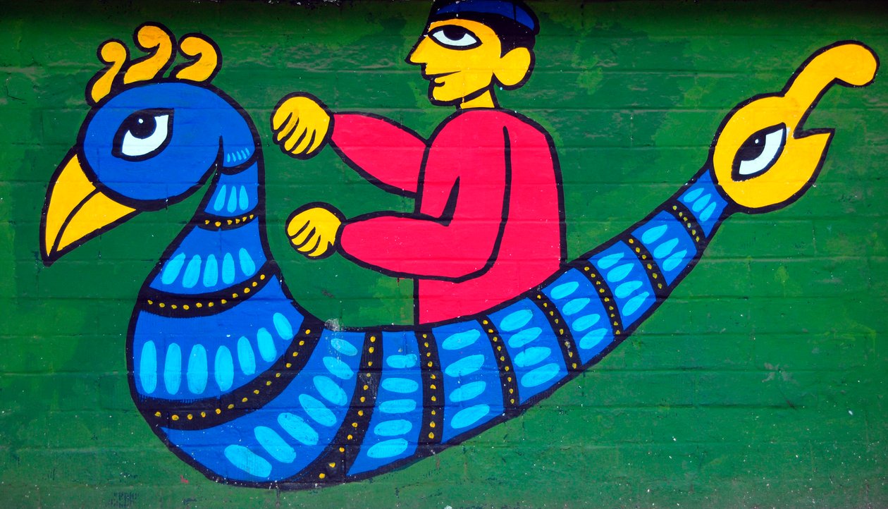 Et veggmaleri som viser karakterer fra bangladeshiske folkeeventyr av Unknown