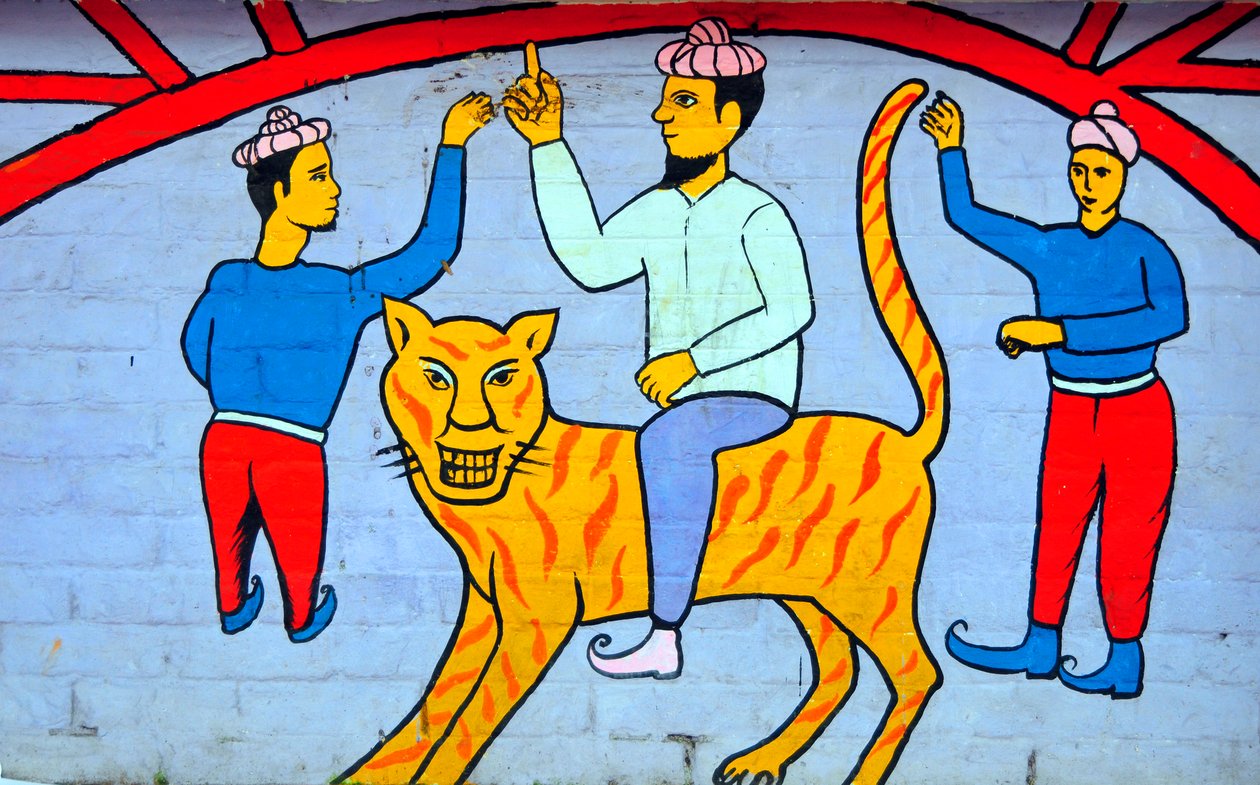 Et veggmaleri som viser karakterer fra bangladeshiske folkeeventyr av Unknown