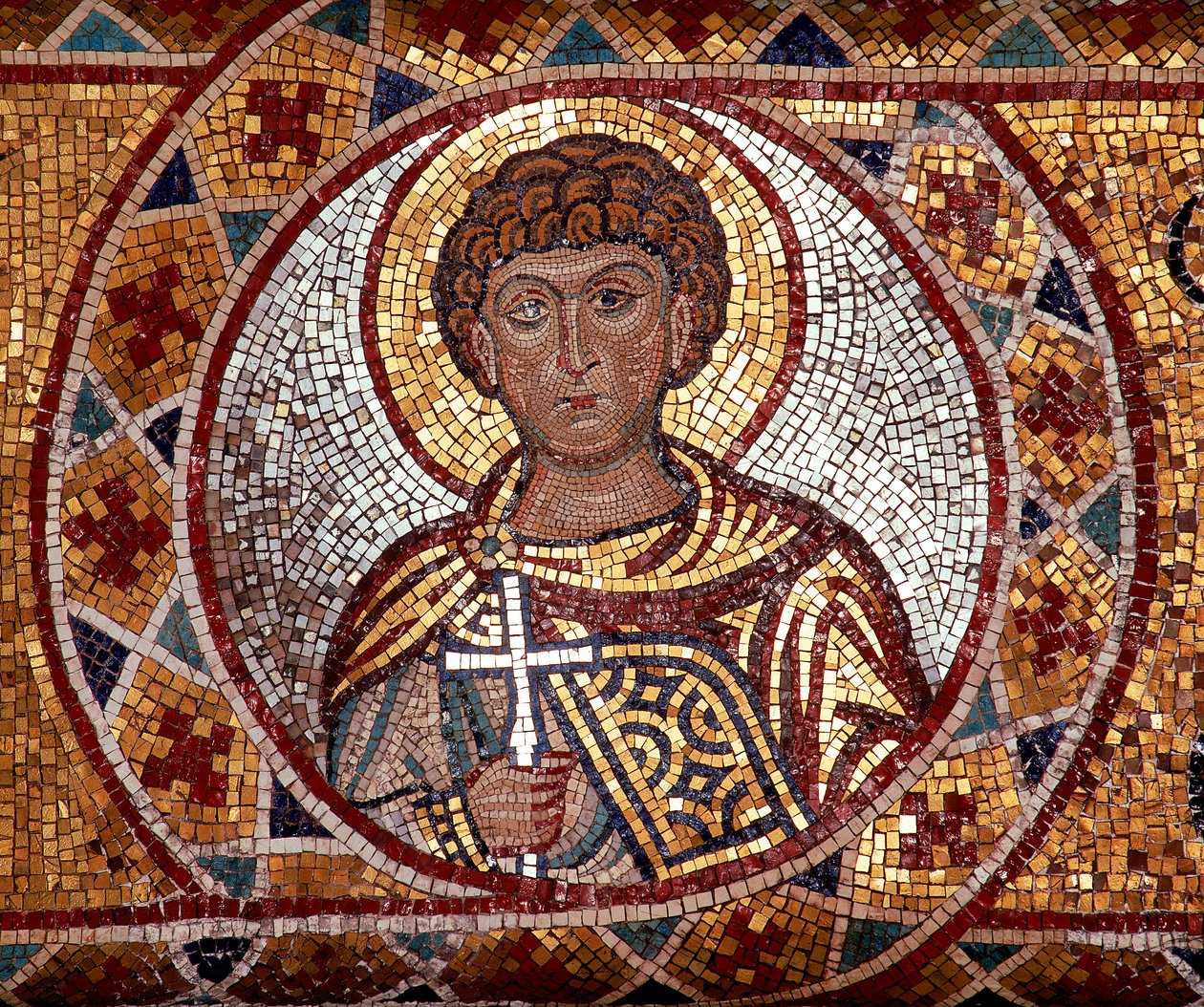 En erkeengel. Mosaikk som ligger i kirken Santa Maria della Martorana i Palermo av Unknown