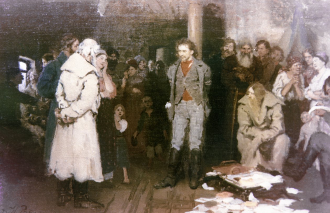 Arrest of a Propagandist - Maleri av Ilya Repin. av Unknown