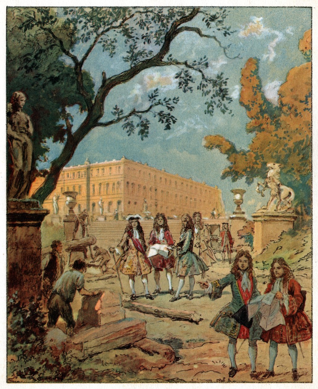 Bygging av slottet i Versailles. Bygningen av Chateau de Versailles. av Unknown