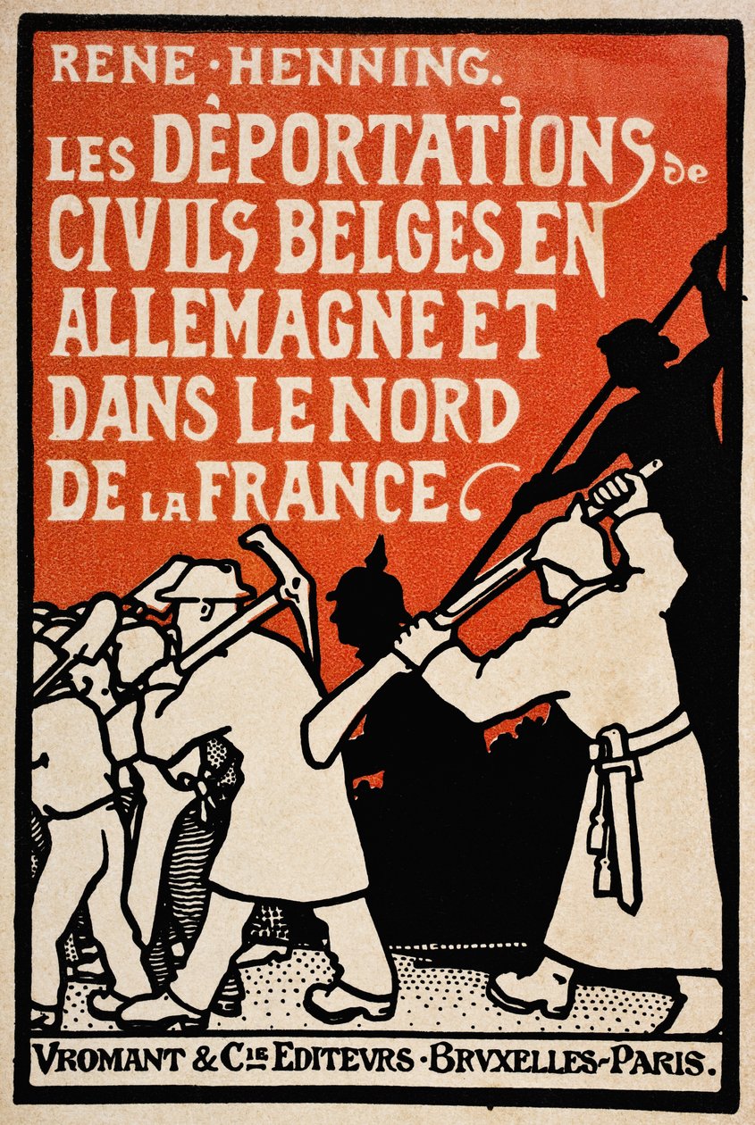 Omslag til Deportations de Civils Belges i Tyskland og Nord-Frankrike av Rene Henning, utgitt av Vromant et Cie, Brussel-Paris, 1919 av Unknown