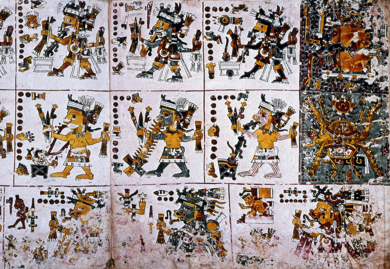 Detalj fra en faksimile Kopi av en side av Codex Borgia av Unknown