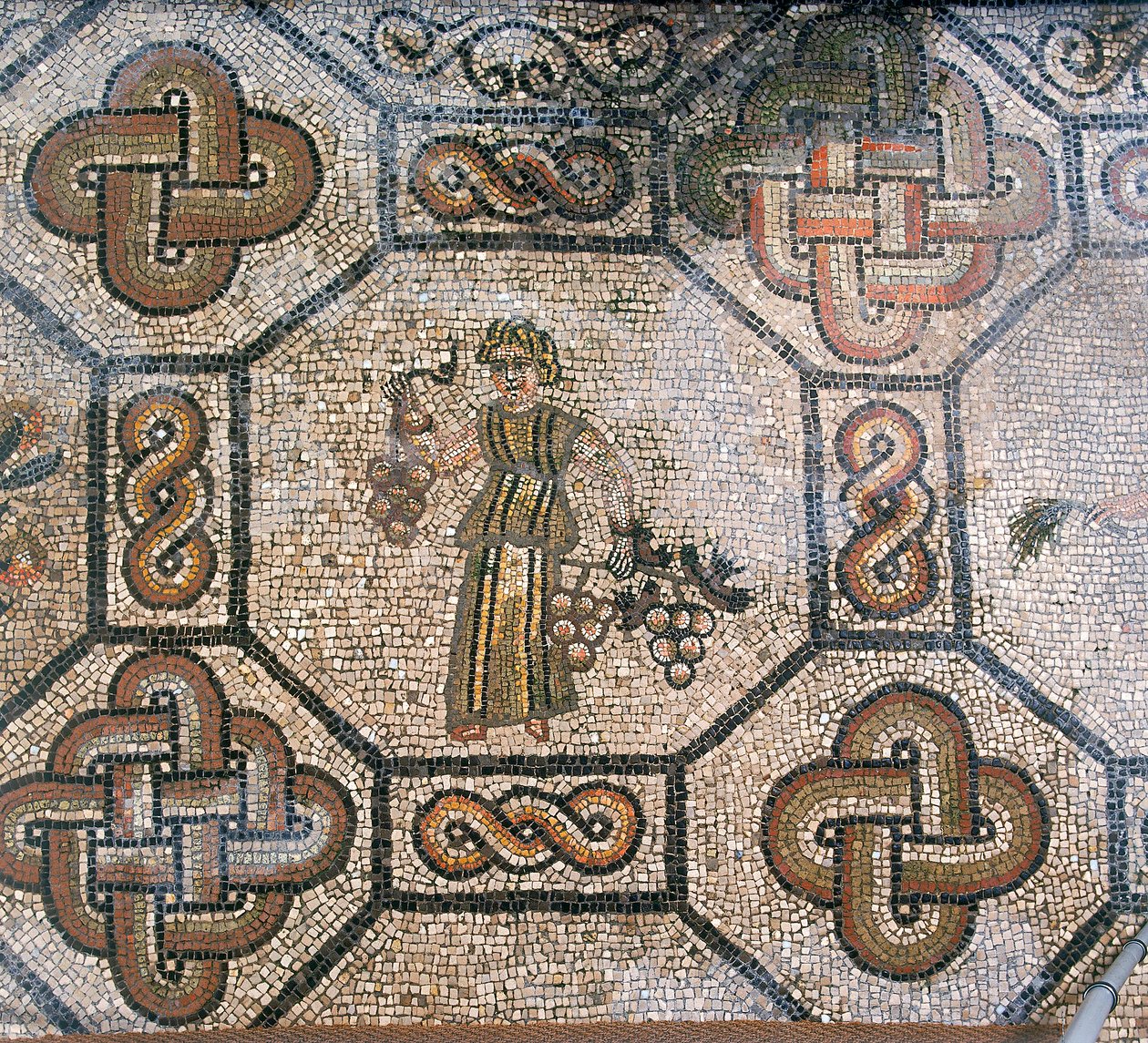Detalj av gulvet i den tidlige kristne basilikaen i Aquileia, Udine av Unknown