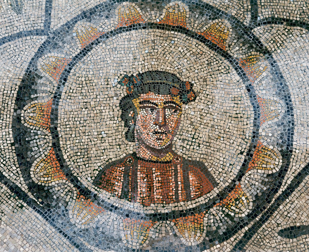 Detalj av gulvet i den tidlige kristne basilikaen i Aquileia, Udine av Unknown