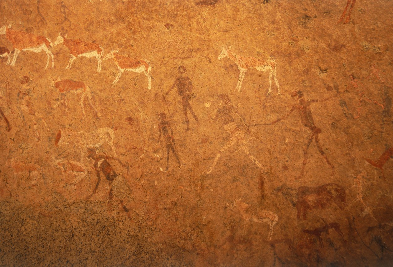 Detalj av bergmalerier i Damara-landet, Namibia. 6. mai 1998. av Unknown