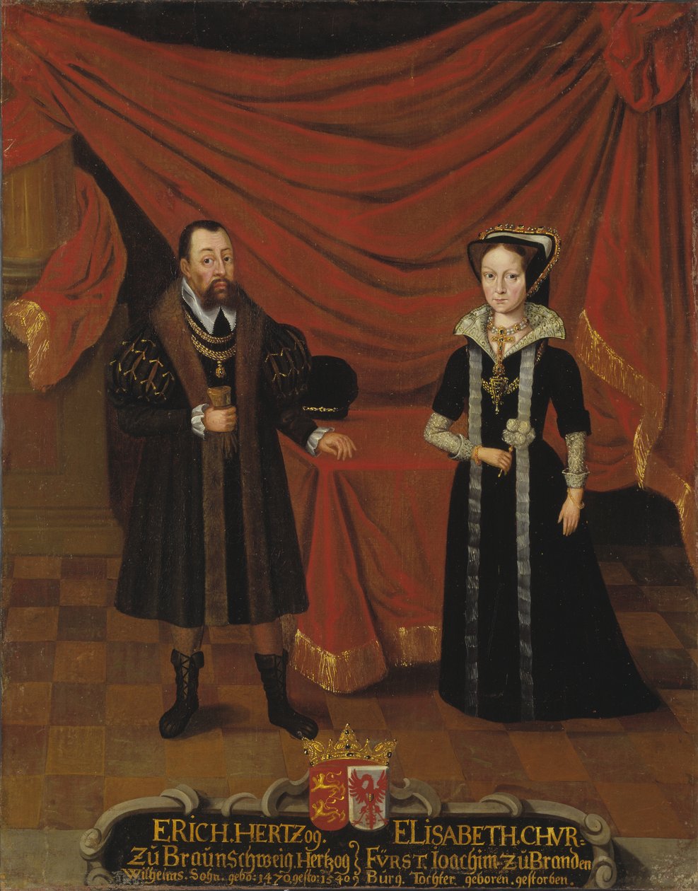 Hertug Erik I av Brunswick-Calenberg og hans andre kone Elisabeth, prinsesse av Brandenburg, ca. 1530 av Unknown