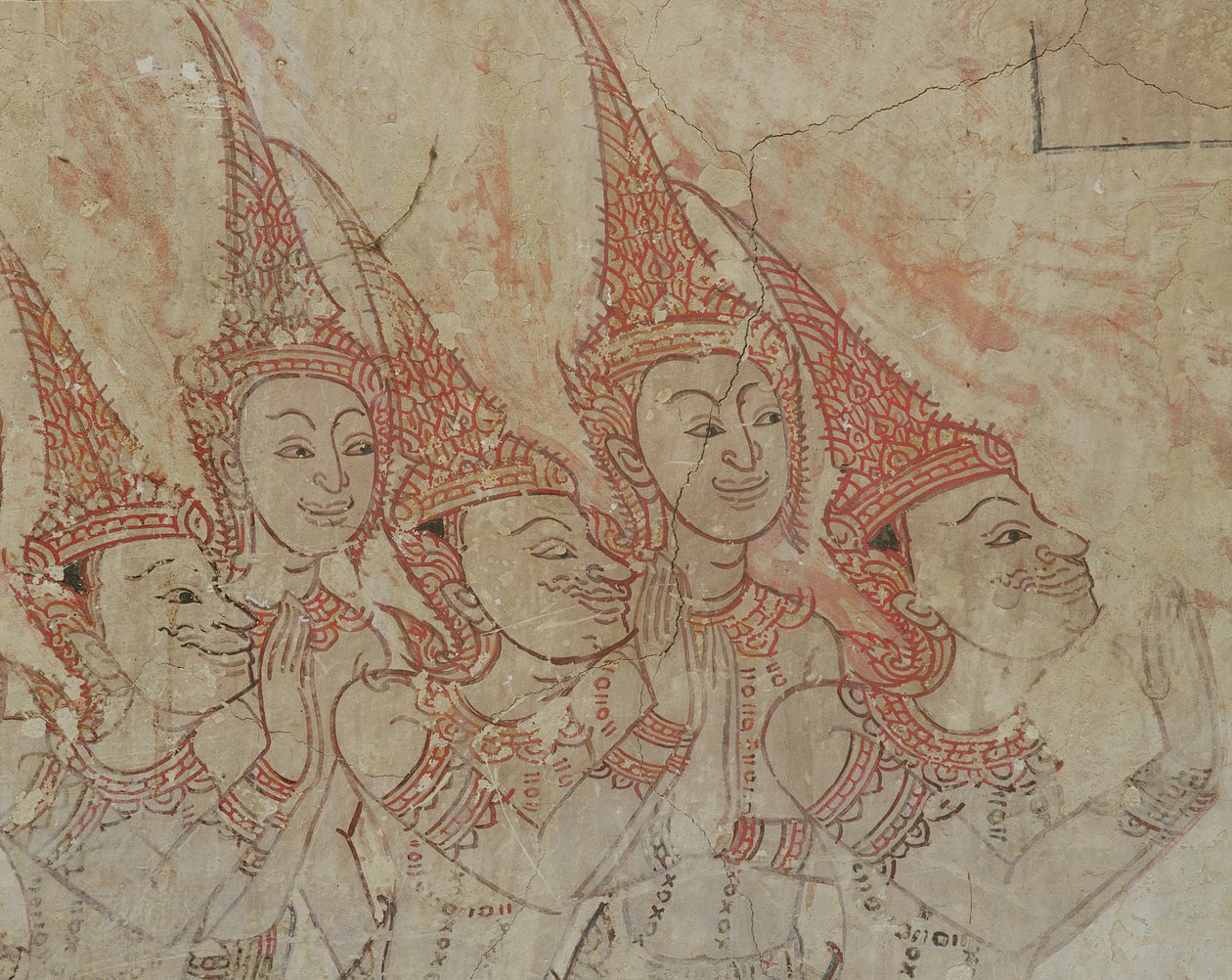 Fresco-detalj, Wat Compuwek, Nonthaburi av Unknown