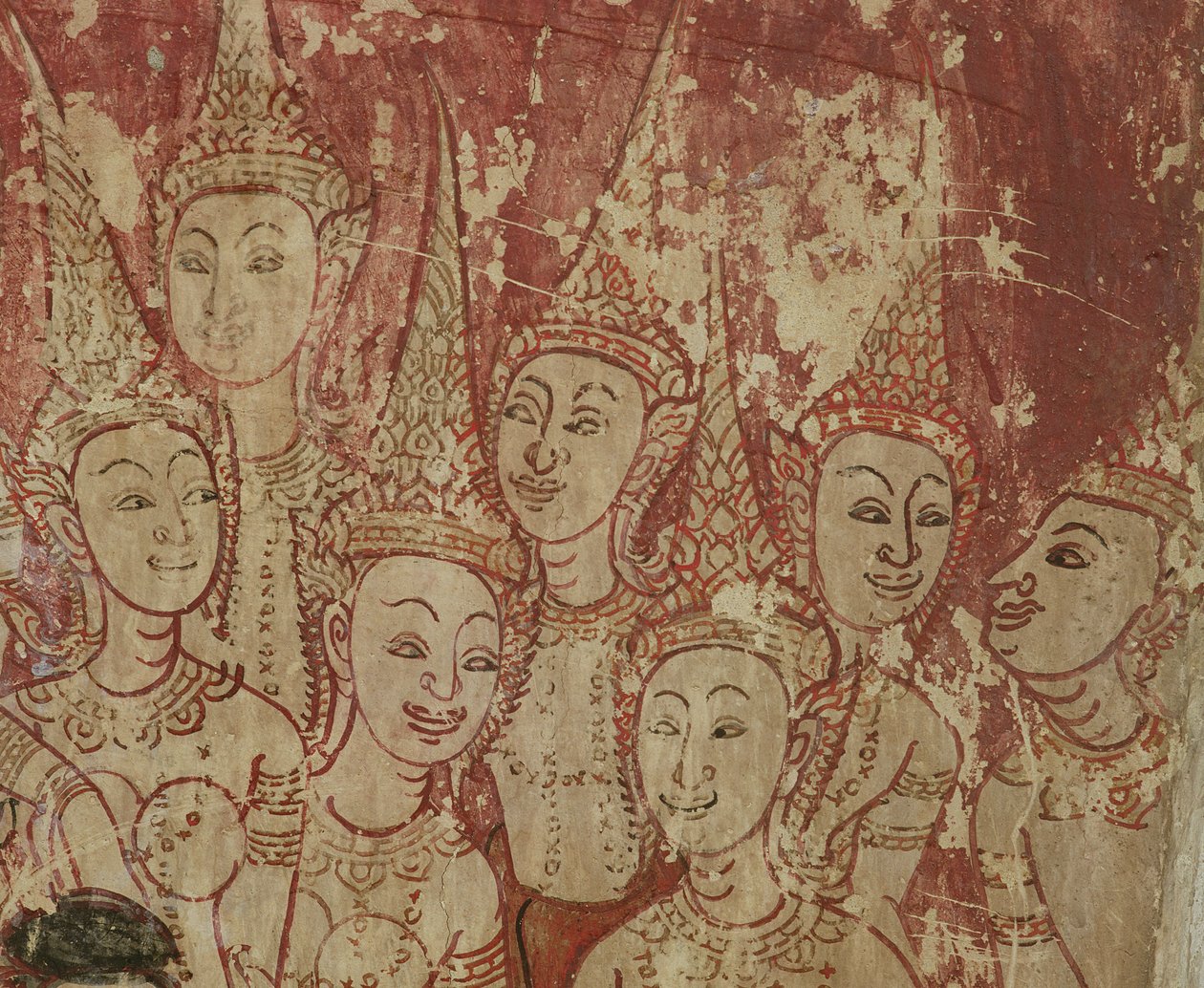 Fresco-detalj, Wat Compuwek, Nonthaburi, Thailand av Unknown